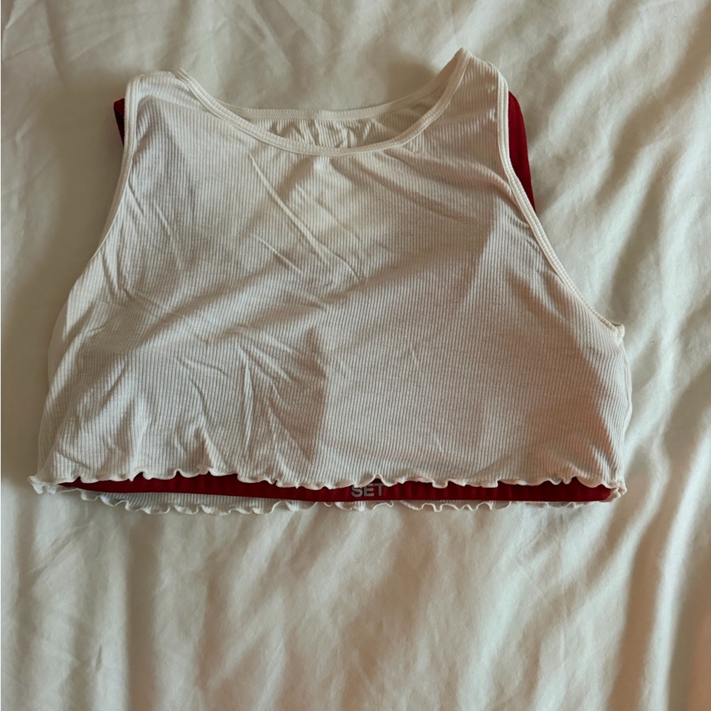 SET active layered sports bra- White & Red